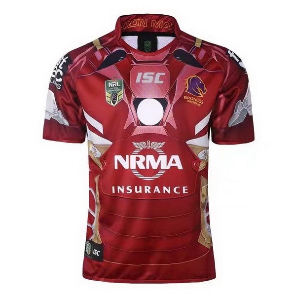 Tailandia Camiseta Brisbane Broncos Hombre Acero 2017 2018 Rojo